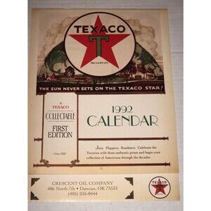 vintage Texaco star1992 calendar through the decades New old stock